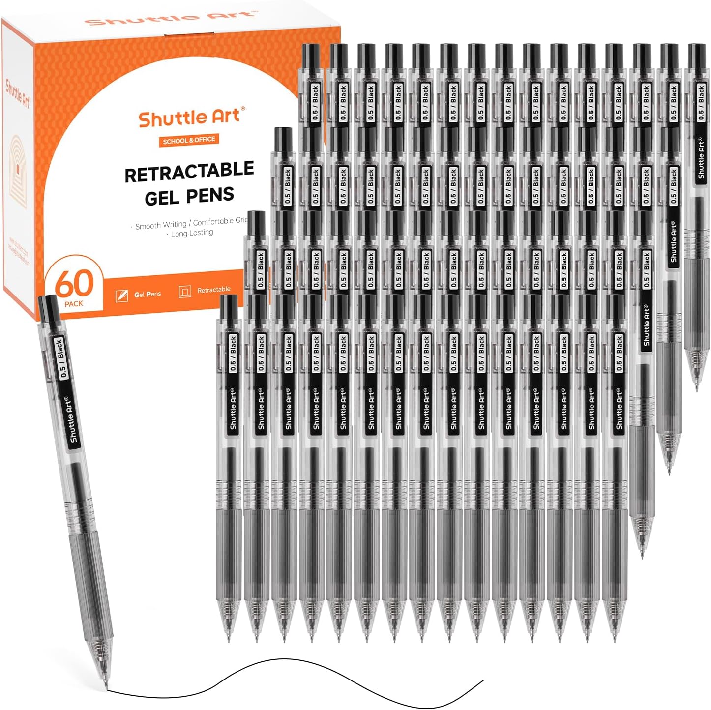 Gel Ink Pen Set - Stylos à bille gel noirs Shuttle