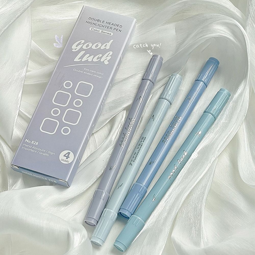 Highlighter Set Pastel - Stylo Marqueur Fluorescent Double Pointe 4