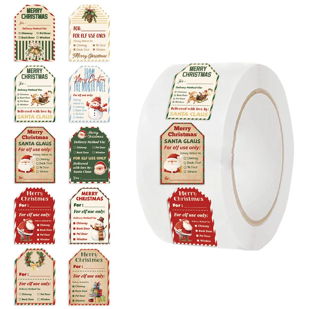 Label Printer Tape - Rouleau d'autocollants de Noël 500 pièces,